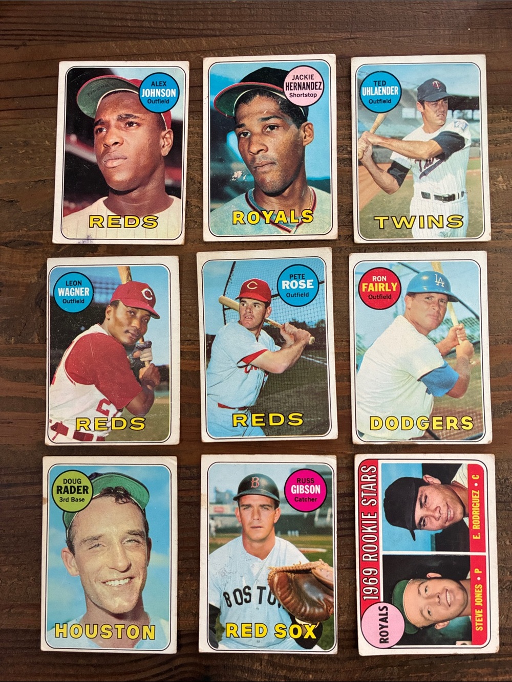 Lot of 9 1969 Topps Baseball. Inc. Pete Rose